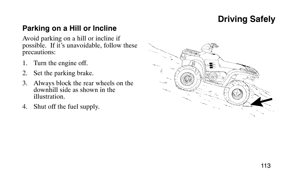 Driving safely | Polaris Scrambler 50 User Manual | Page 115 / 186