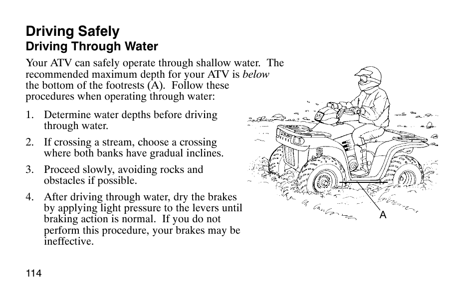 Driving safely | Polaris Scrambler 50 User Manual | Page 116 / 186