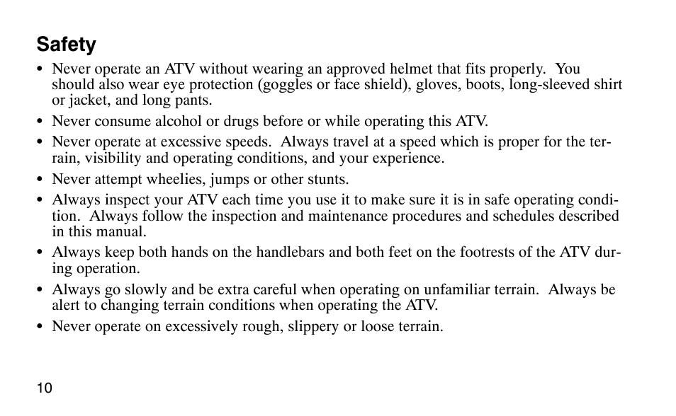 Safety | Polaris Scrambler 50 User Manual | Page 12 / 186