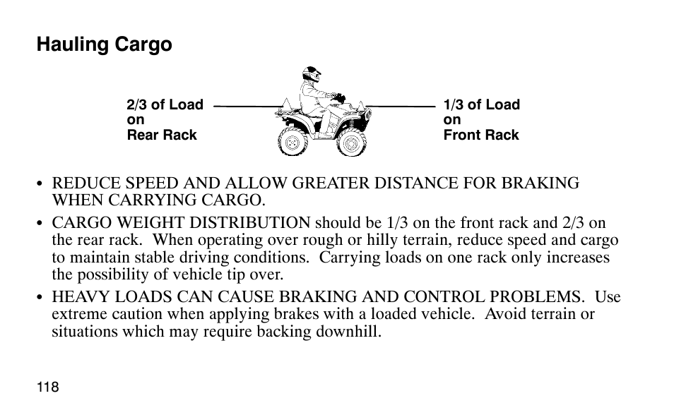 Hauling cargo | Polaris Scrambler 50 User Manual | Page 120 / 186