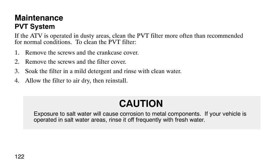 Caution | Polaris Scrambler 50 User Manual | Page 124 / 186