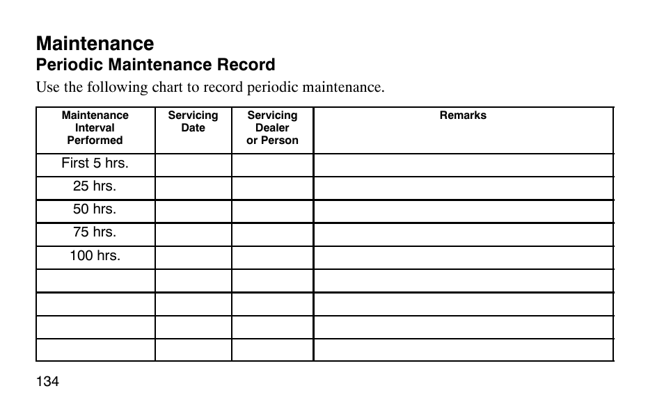 Maintenance, Periodic maintenance record | Polaris Scrambler 50 User Manual | Page 136 / 186