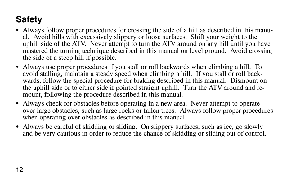Safety | Polaris Scrambler 50 User Manual | Page 14 / 186