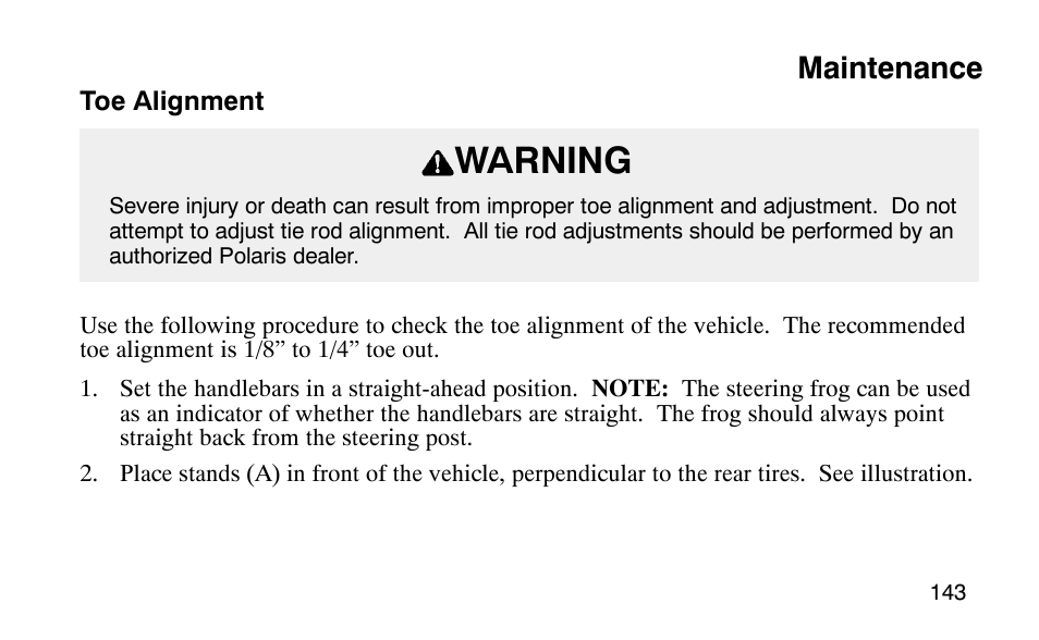 Warning, Maintenance | Polaris Scrambler 50 User Manual | Page 145 / 186