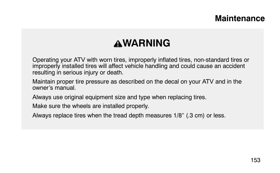 Warning, Maintenance | Polaris Scrambler 50 User Manual | Page 155 / 186