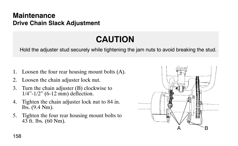 Caution, Maintenance | Polaris Scrambler 50 User Manual | Page 160 / 186