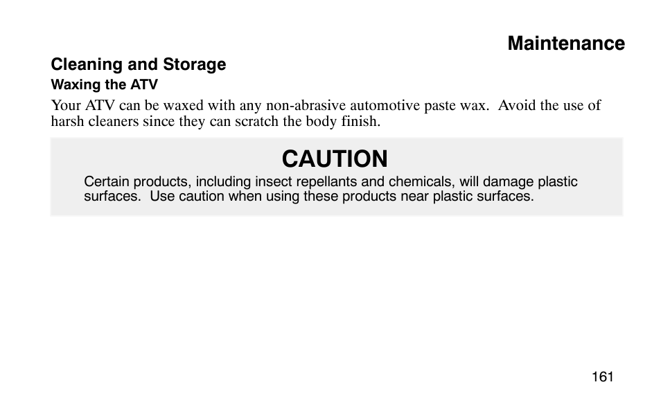 Caution, Maintenance | Polaris Scrambler 50 User Manual | Page 163 / 186
