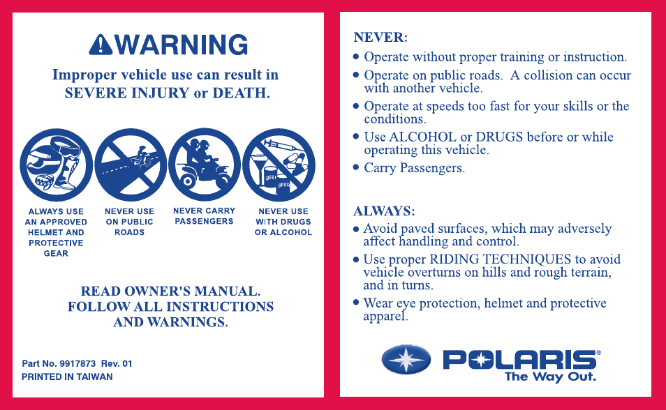 Polaris Scrambler 50 User Manual | Page 186 / 186