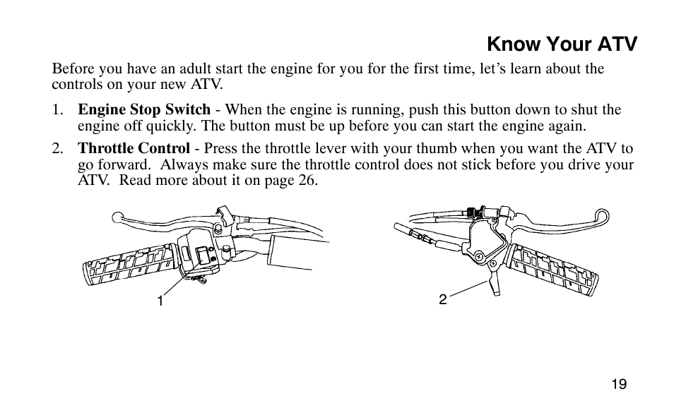 Know your atv | Polaris Scrambler 50 User Manual | Page 21 / 186