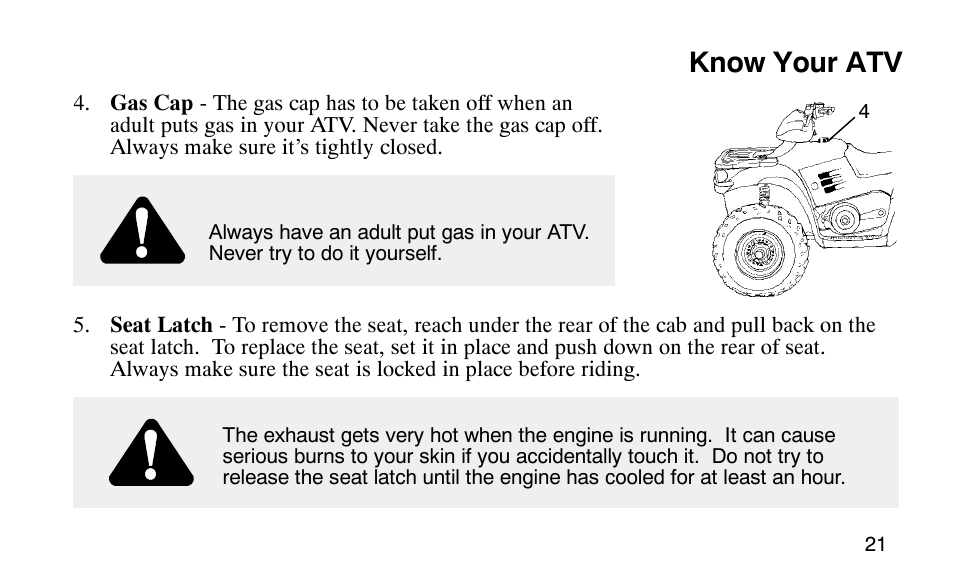 Know your atv | Polaris Scrambler 50 User Manual | Page 23 / 186