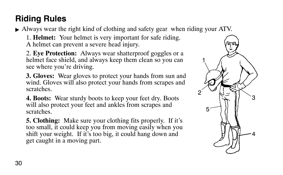 Riding rules | Polaris Scrambler 50 User Manual | Page 32 / 186