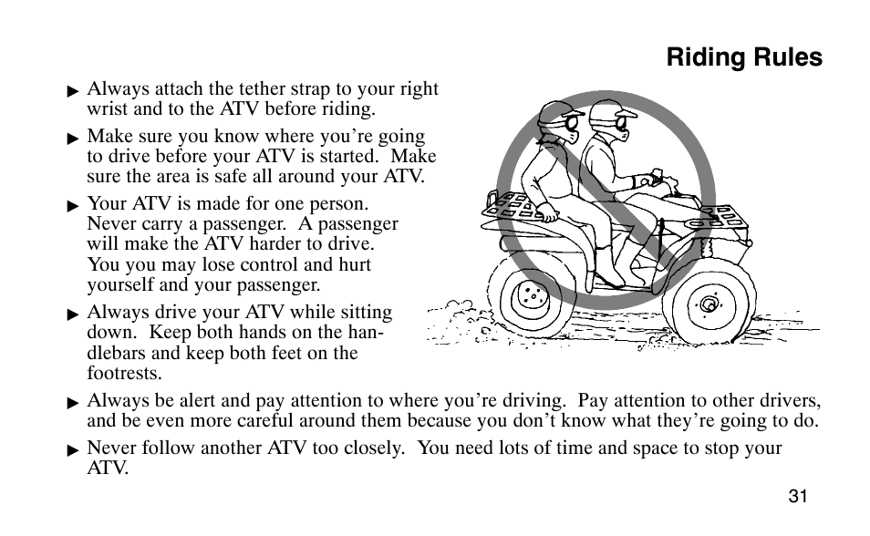 Riding rules | Polaris Scrambler 50 User Manual | Page 33 / 186