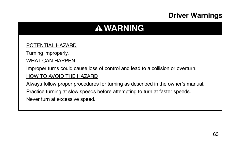 Warning | Polaris Scrambler 50 User Manual | Page 65 / 186