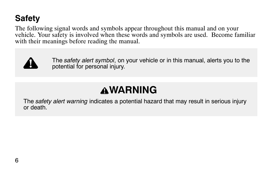 Warning, Safety | Polaris Scrambler 50 User Manual | Page 8 / 186
