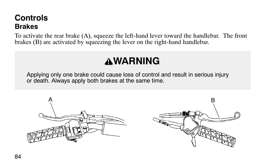 Warning, Controls | Polaris Scrambler 50 User Manual | Page 86 / 186