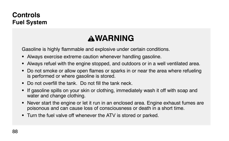 Warning, Controls | Polaris Scrambler 50 User Manual | Page 90 / 186