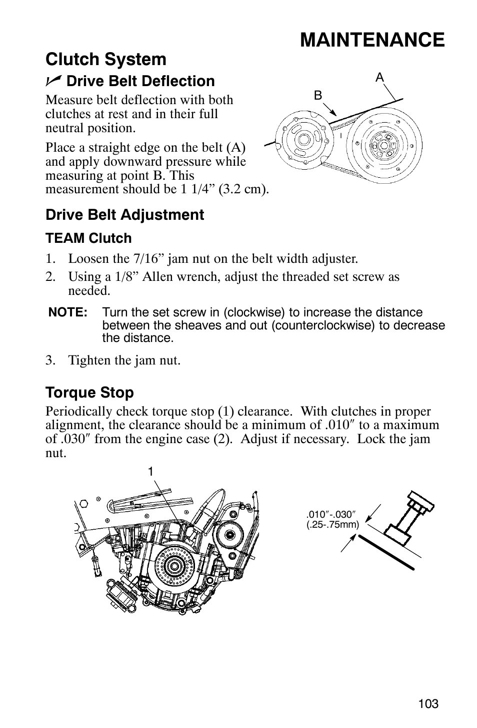 Maintenance, Clutch system n | Polaris 900 SwitchBack User Manual | Page 106 / 137