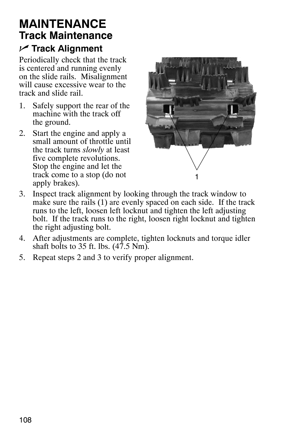 Maintenance, Track maintenance n | Polaris 900 SwitchBack User Manual | Page 111 / 137
