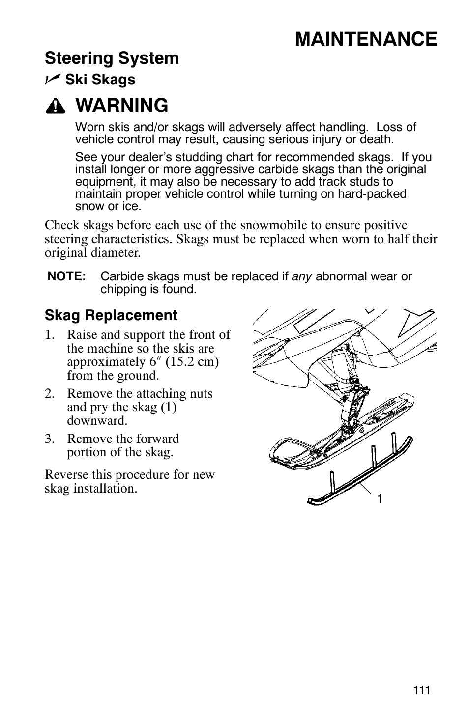 Maintenance, Warning, Steering system n | Polaris 900 SwitchBack User Manual | Page 114 / 137