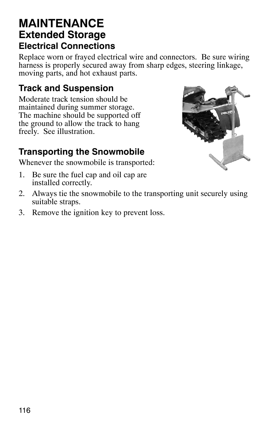 Maintenance, Extended storage | Polaris 900 SwitchBack User Manual | Page 119 / 137