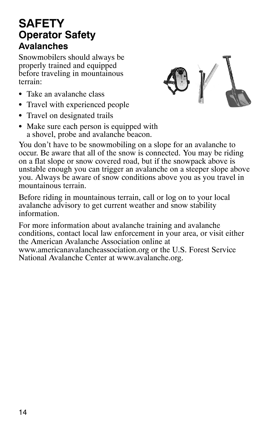 Safety, Operator safety | Polaris 900 SwitchBack User Manual | Page 17 / 137