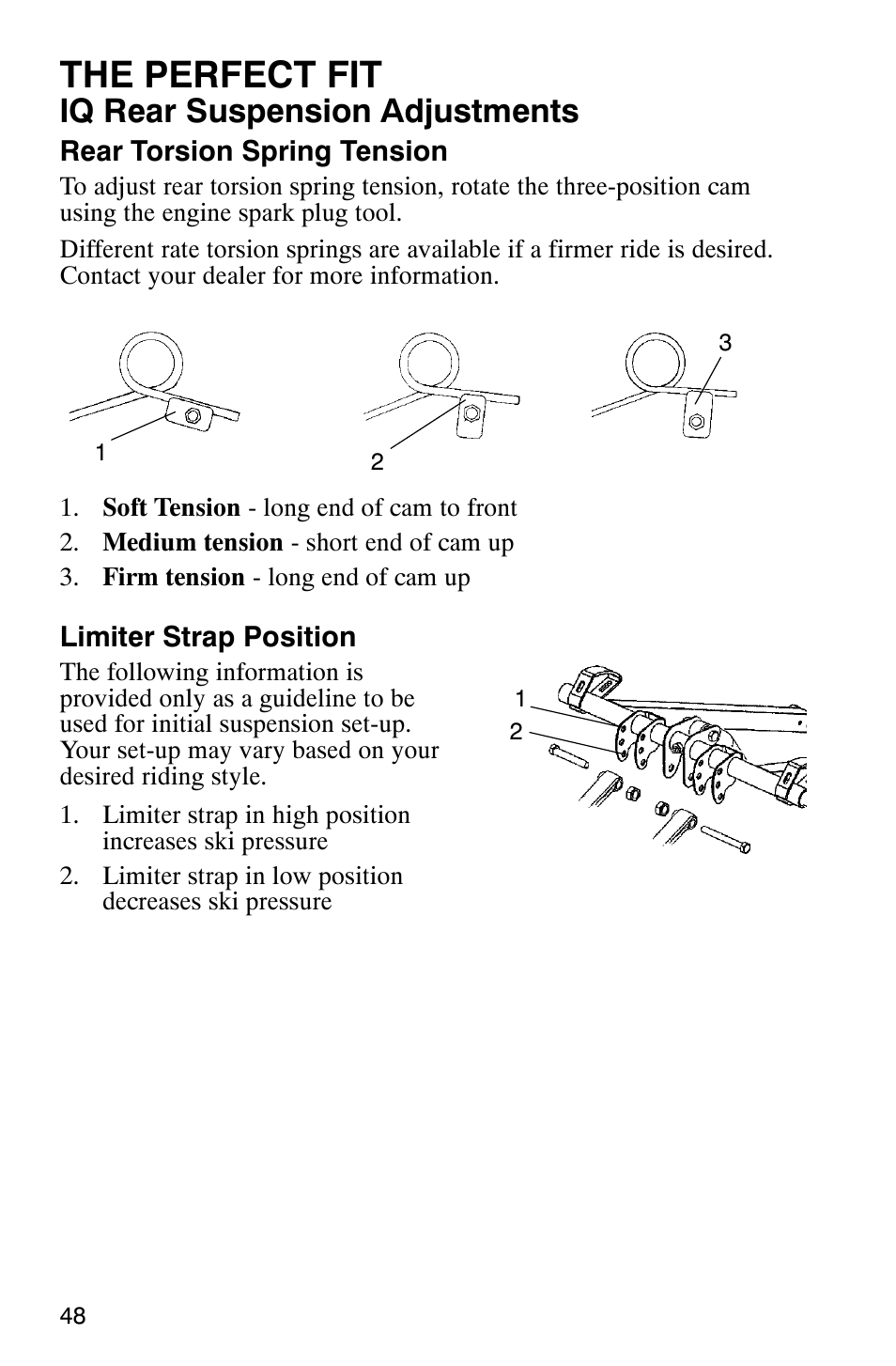 The perfect fit, Iq rear suspension adjustments | Polaris 900 SwitchBack User Manual | Page 51 / 137