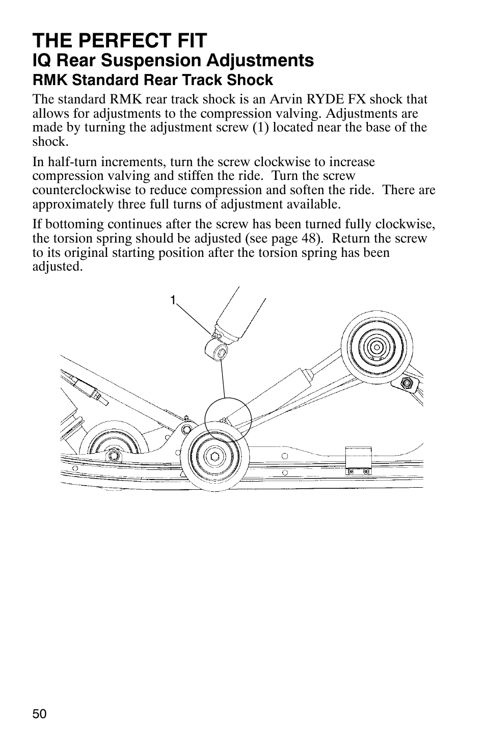 The perfect fit, Iq rear suspension adjustments | Polaris 900 SwitchBack User Manual | Page 53 / 137