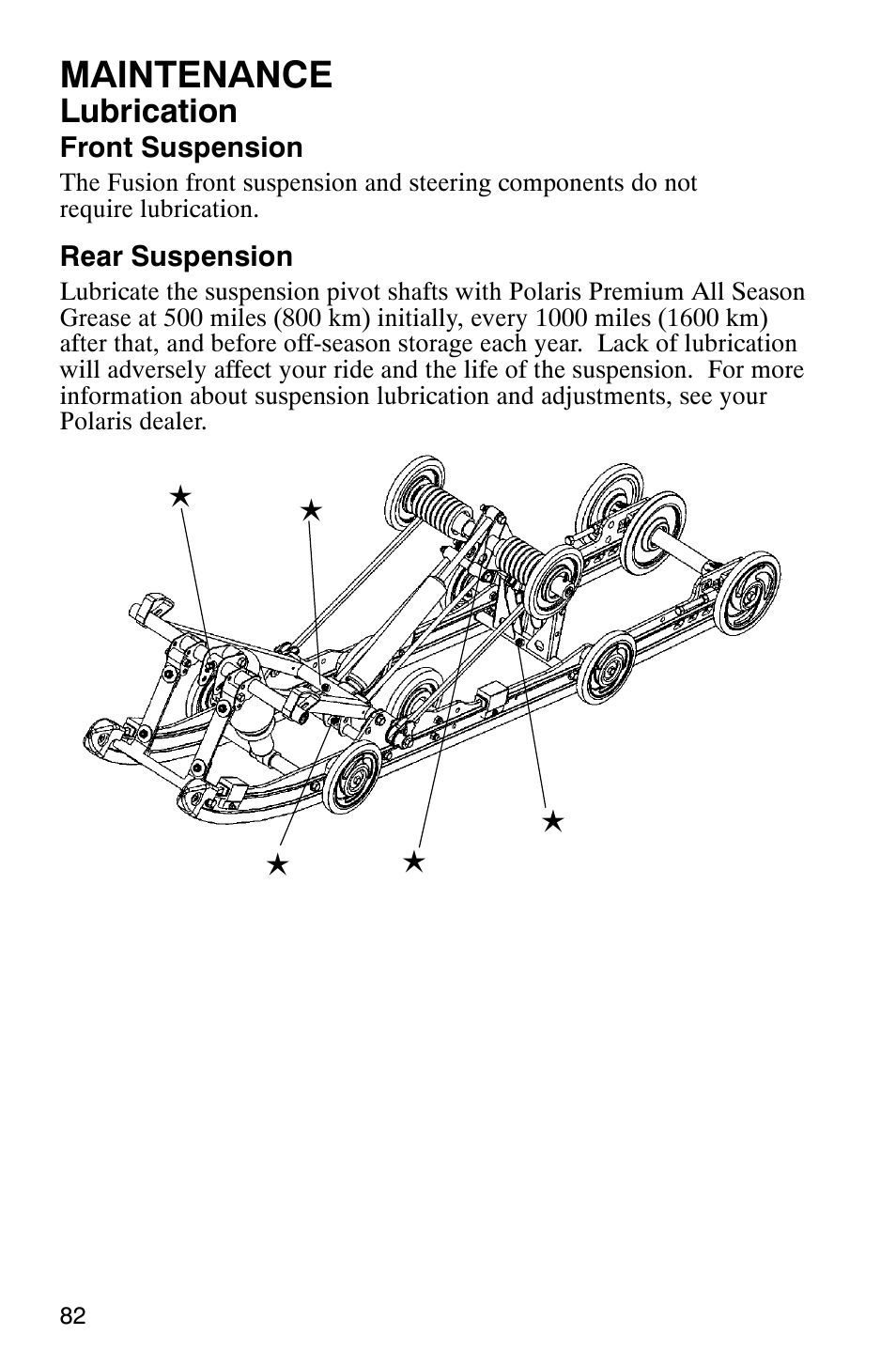 Maintenance, Lubrication | Polaris 900 SwitchBack User Manual | Page 85 / 137