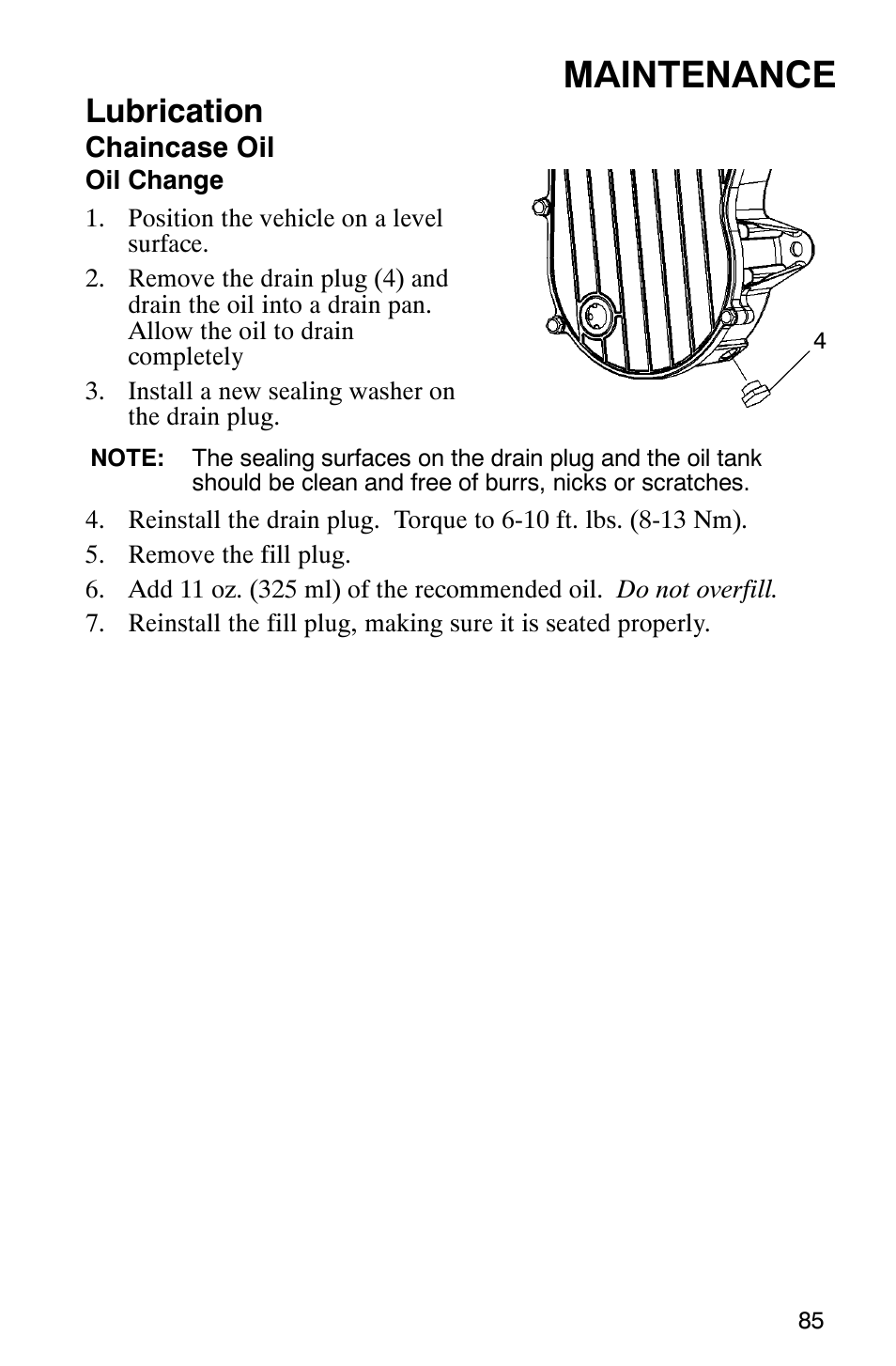 Maintenance, Lubrication | Polaris 900 SwitchBack User Manual | Page 88 / 137