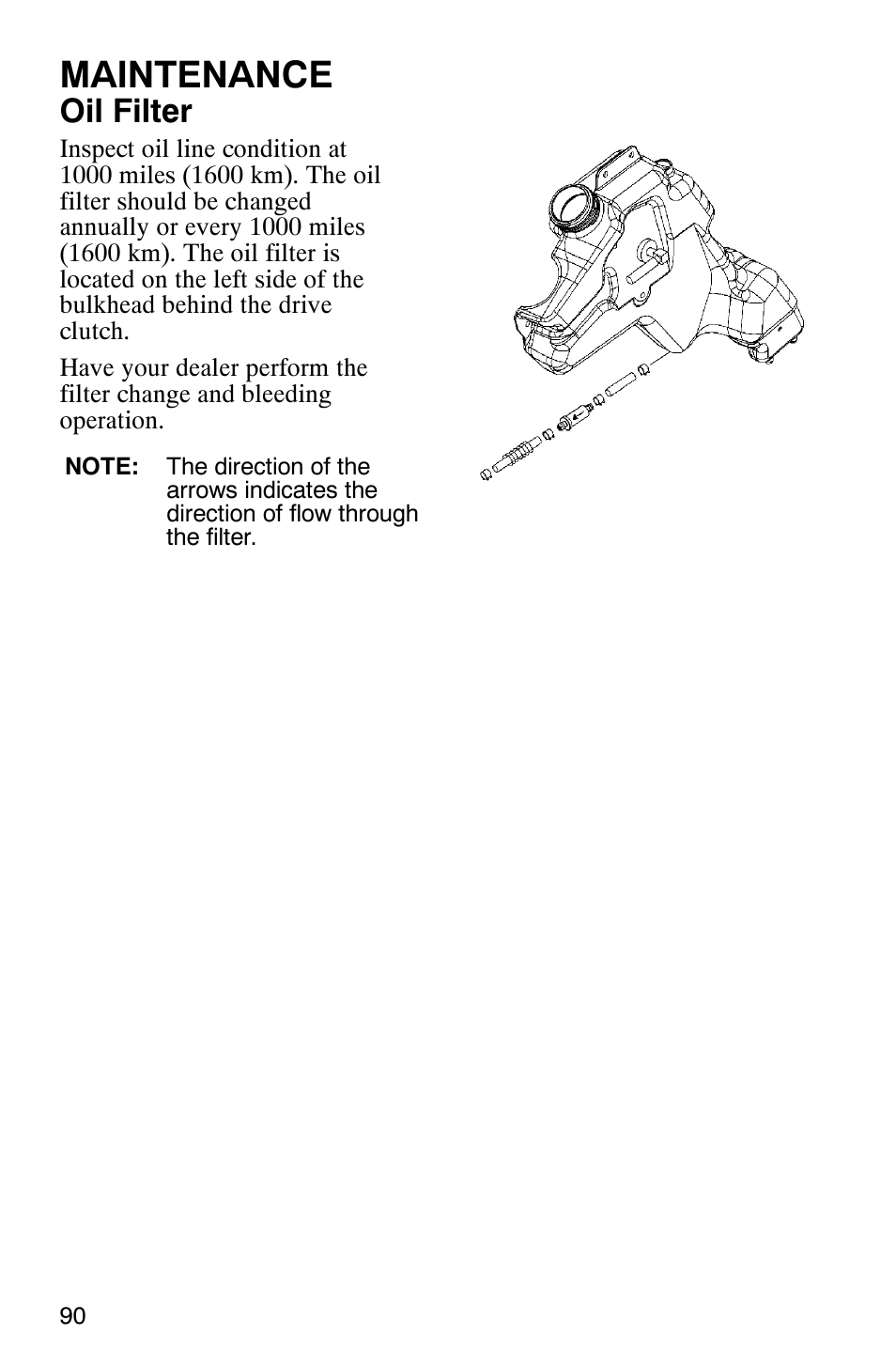 Maintenance, Oil filter | Polaris 900 SwitchBack User Manual | Page 93 / 137