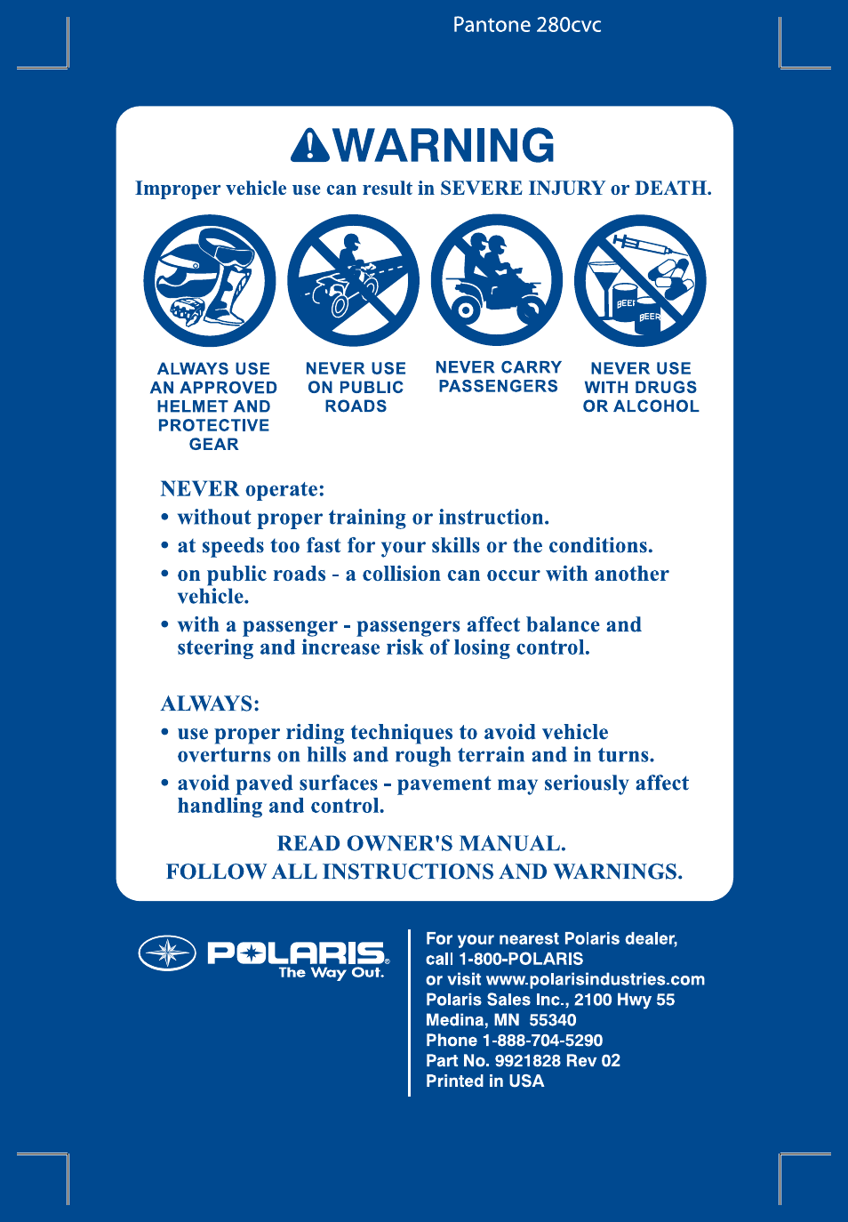 Polaris Sportsman 9921828 User Manual | Page 2 / 136