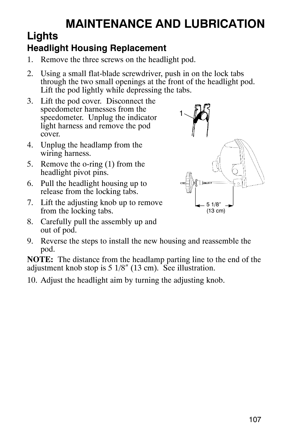 Maintenance and lubrication, Lights | Polaris ATP 500 4x4 User Manual | Page 110 / 141