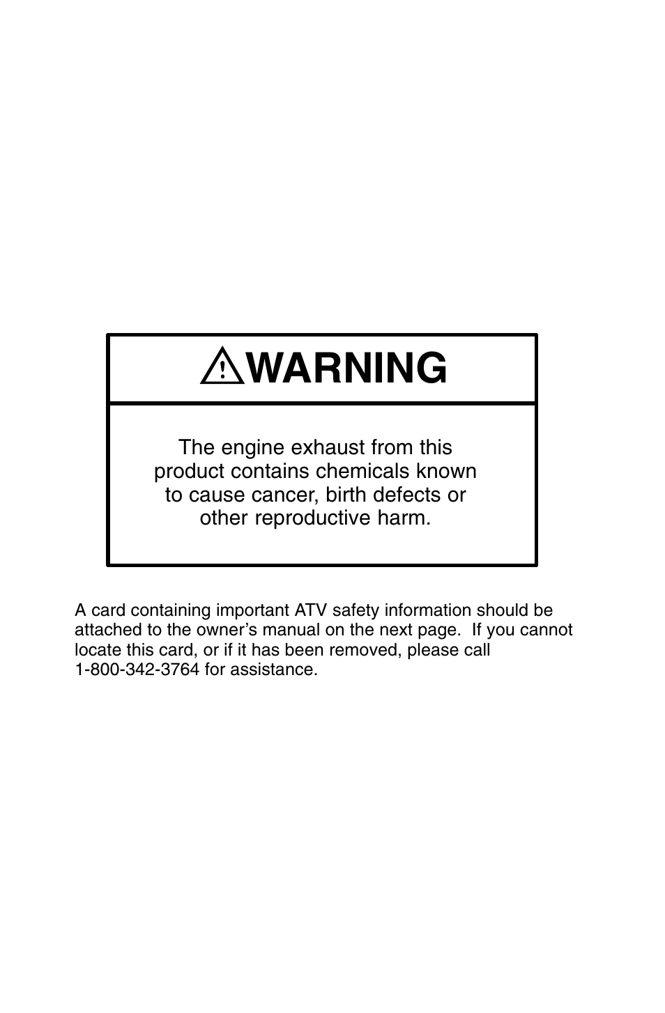 Warning | Polaris ATP 500 4x4 User Manual | Page 3 / 141