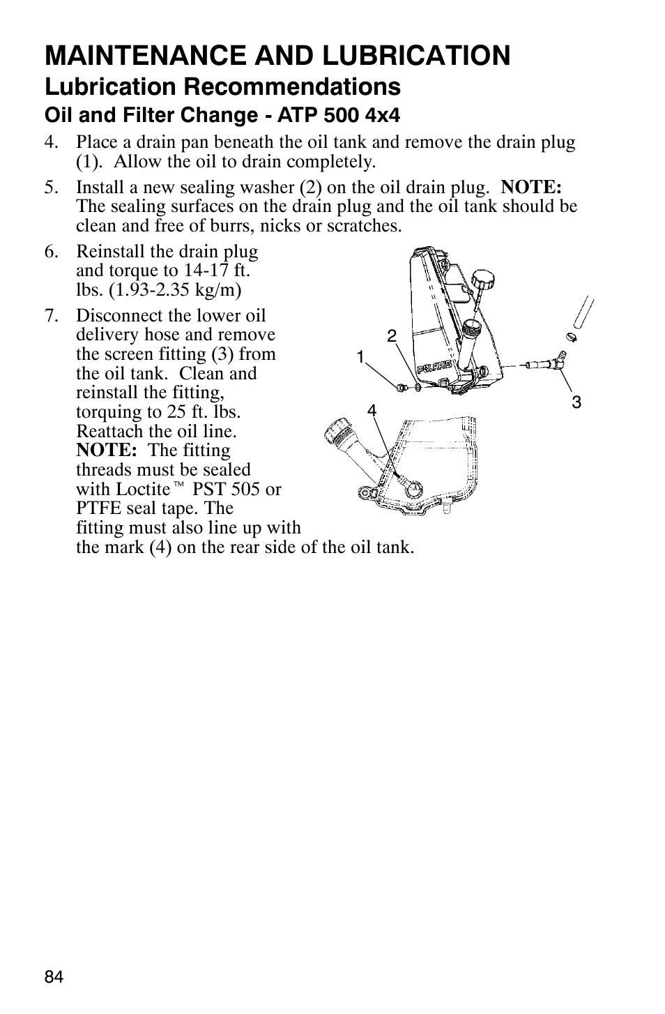 Maintenance and lubrication, Lubrication recommendations | Polaris ATP 500 4x4 User Manual | Page 87 / 141
