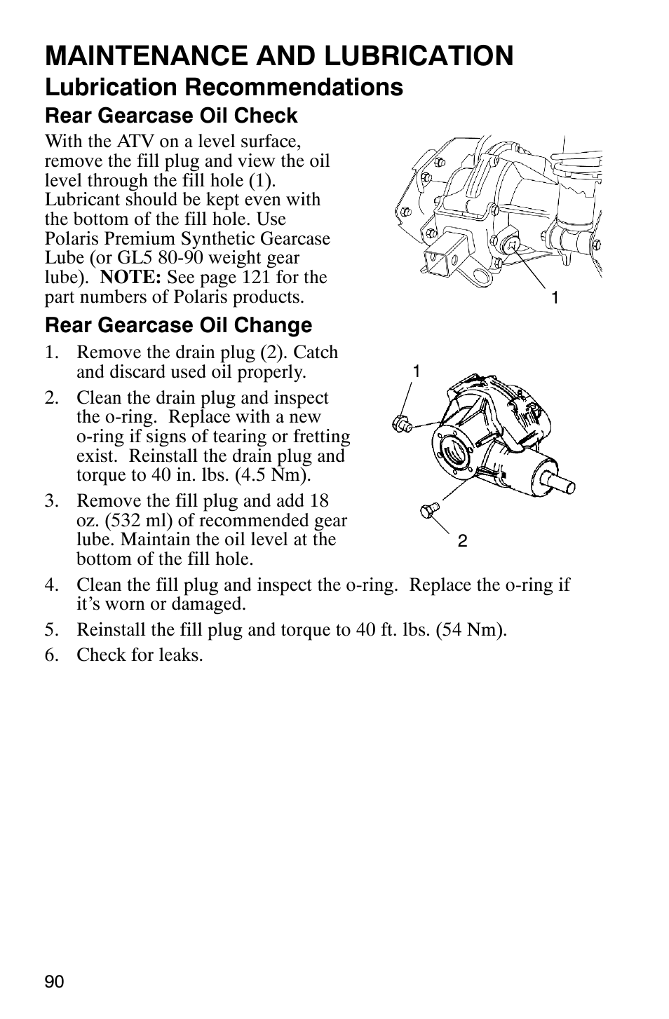 Maintenance and lubrication, Lubrication recommendations | Polaris ATP 500 4x4 User Manual | Page 93 / 141