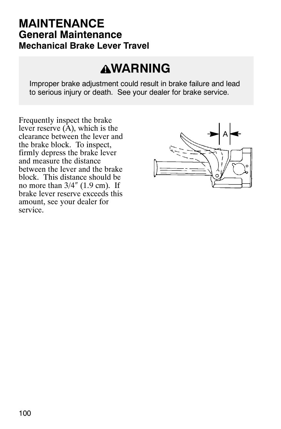 Warning, Maintenance, General maintenance | Polaris 340 Classic User Manual | Page 102 / 144