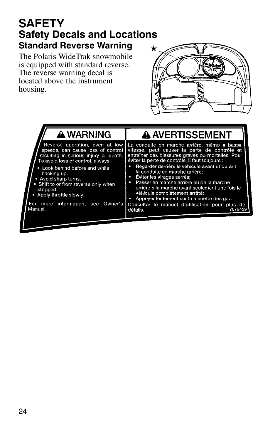 Safety, Safety decals and locations | Polaris 340 Classic User Manual | Page 26 / 144