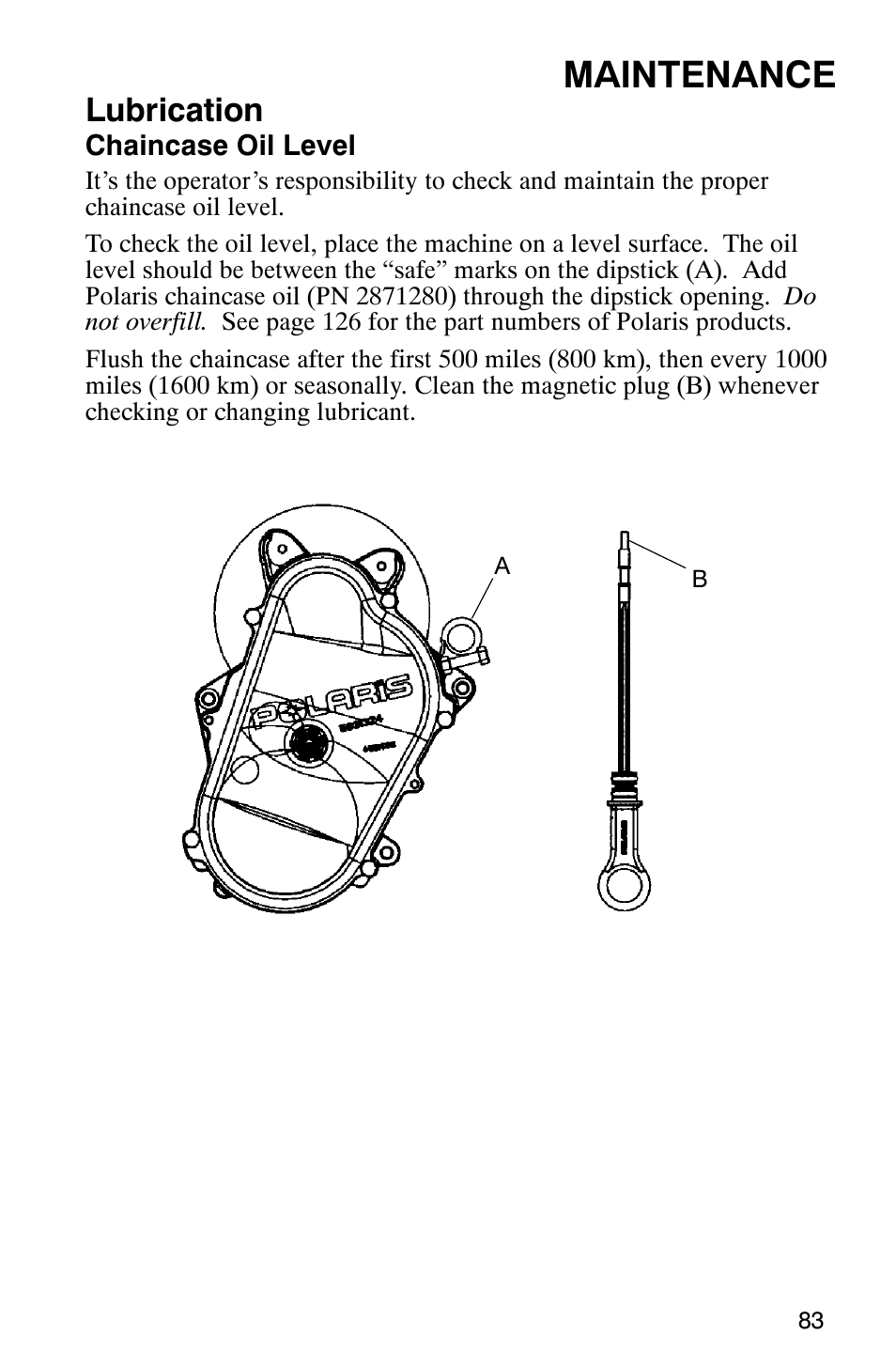 Maintenance, Lubrication | Polaris 340 Classic User Manual | Page 85 / 144