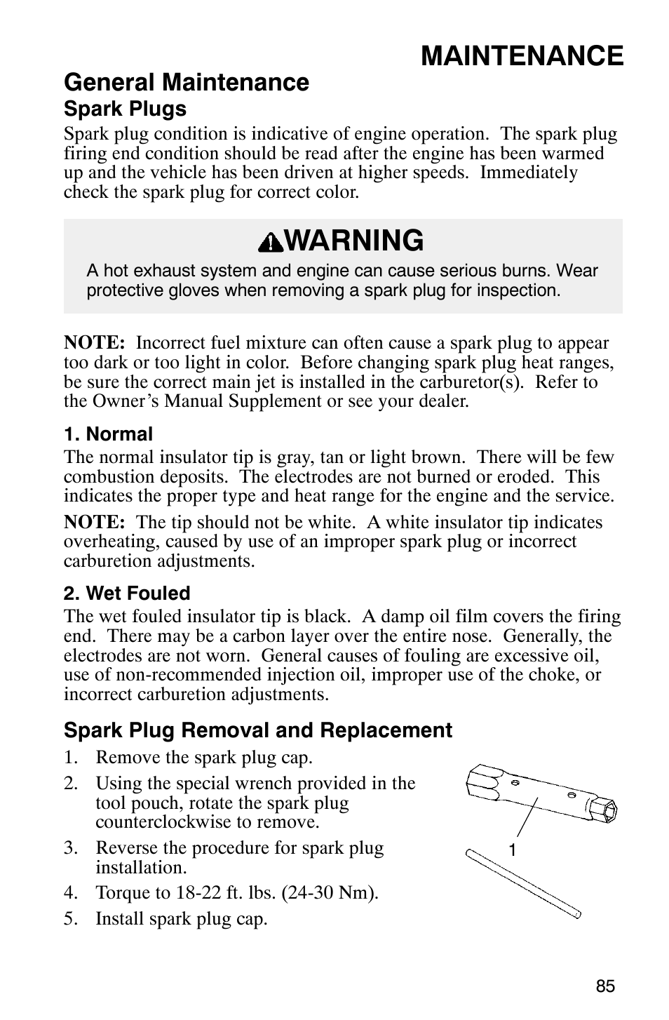 Warning, Maintenance, General maintenance | Polaris 340 Classic User Manual | Page 87 / 144