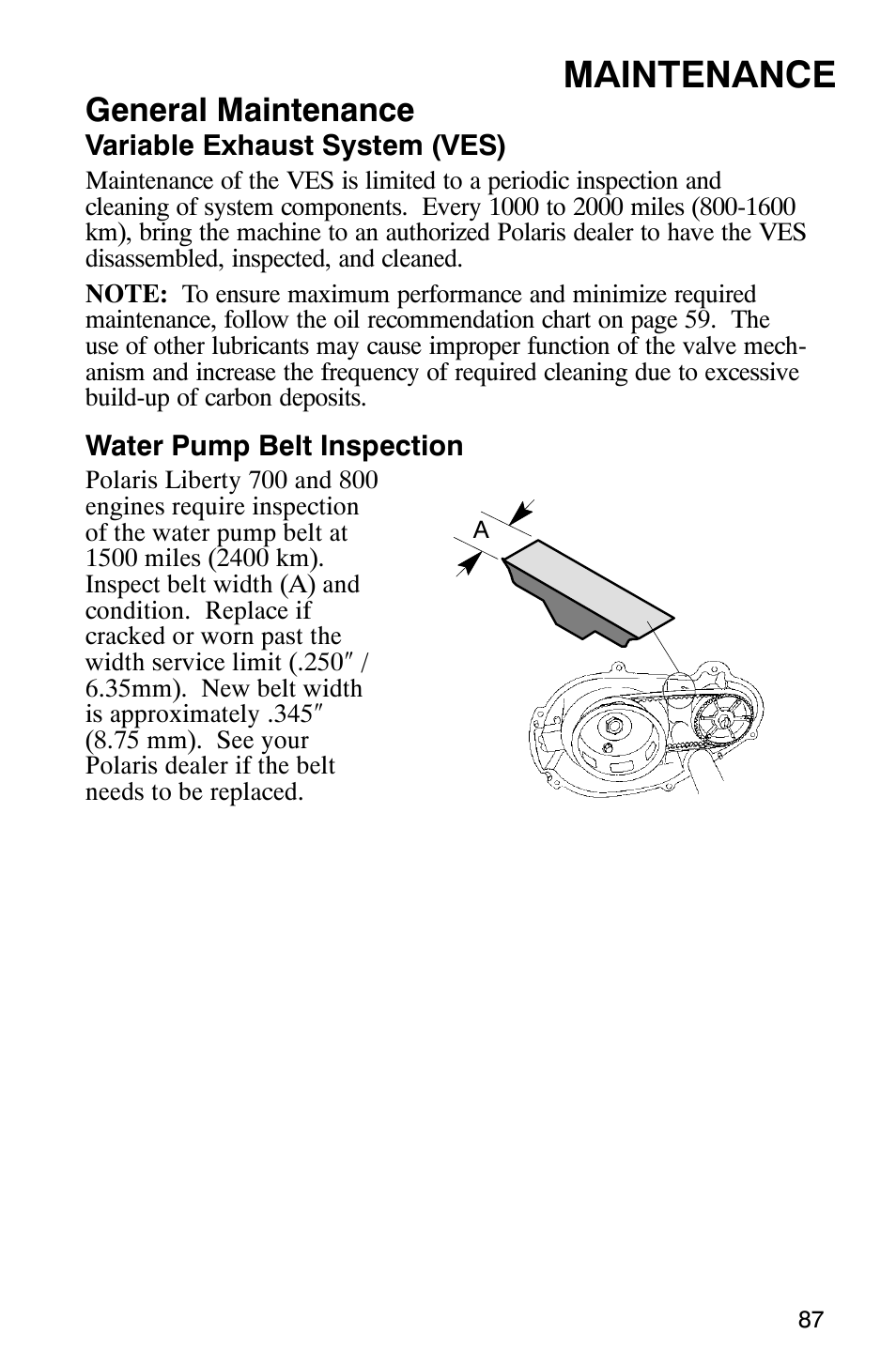 Maintenance, General maintenance | Polaris 340 Classic User Manual | Page 89 / 144