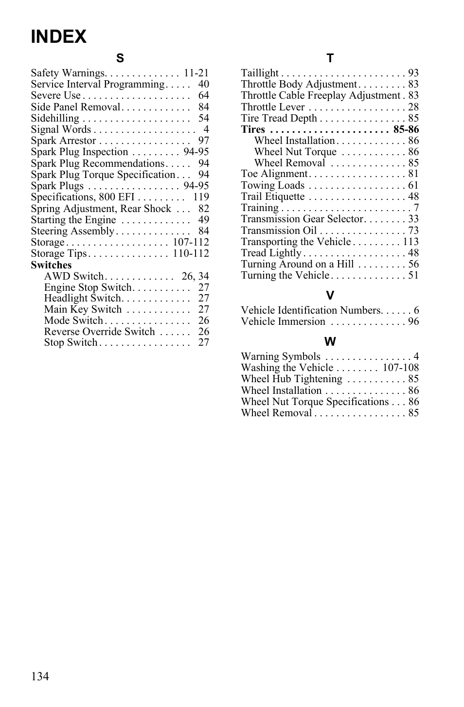 Index | Polaris Sportsman 9922249 User Manual | Page 138 / 138