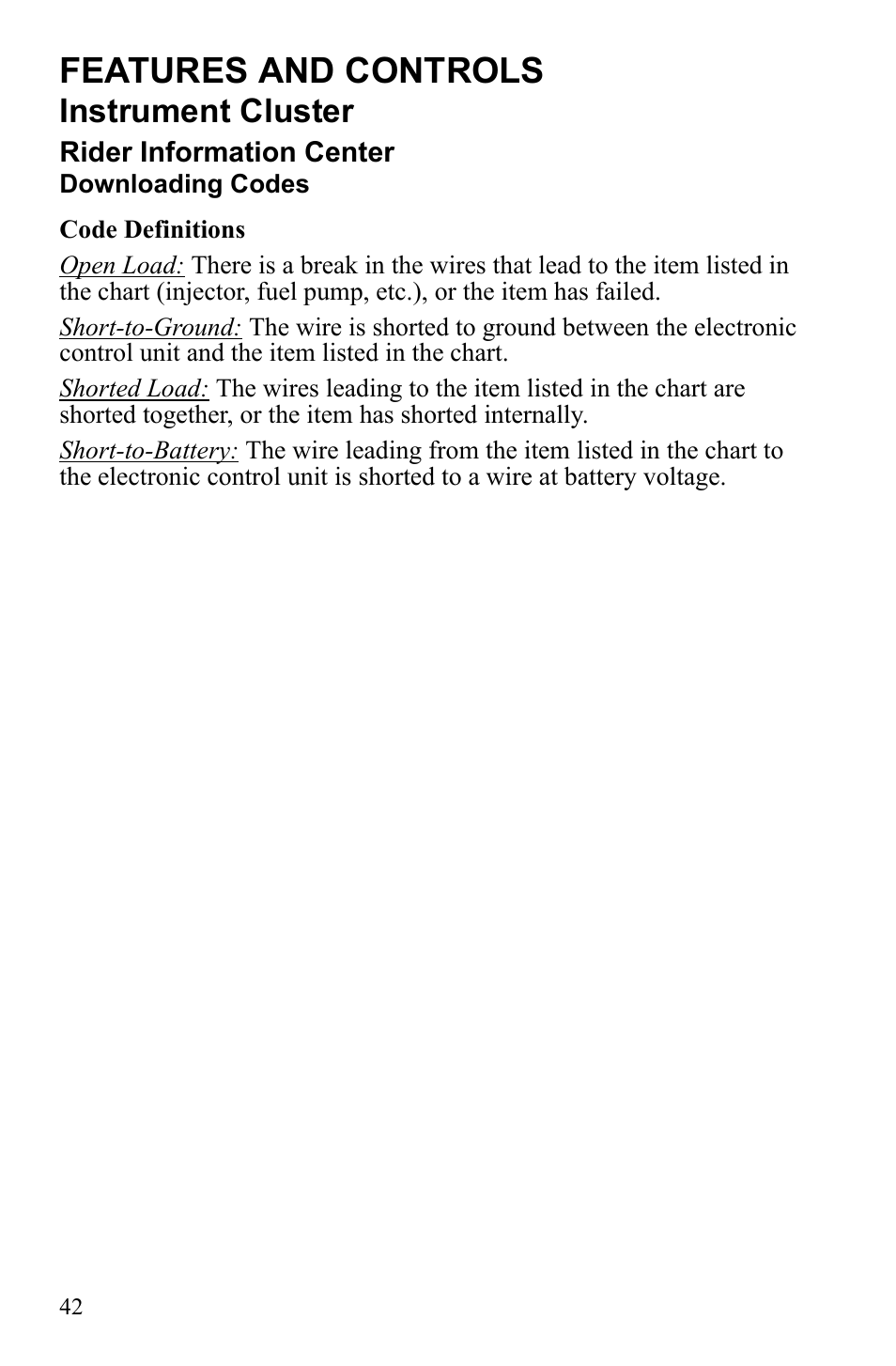 Features and controls, Instrument cluster | Polaris Sportsman 9922249 User Manual | Page 46 / 138