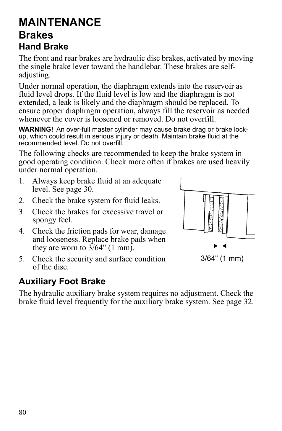 Maintenance, Brakes | Polaris Sportsman 9922249 User Manual | Page 84 / 138