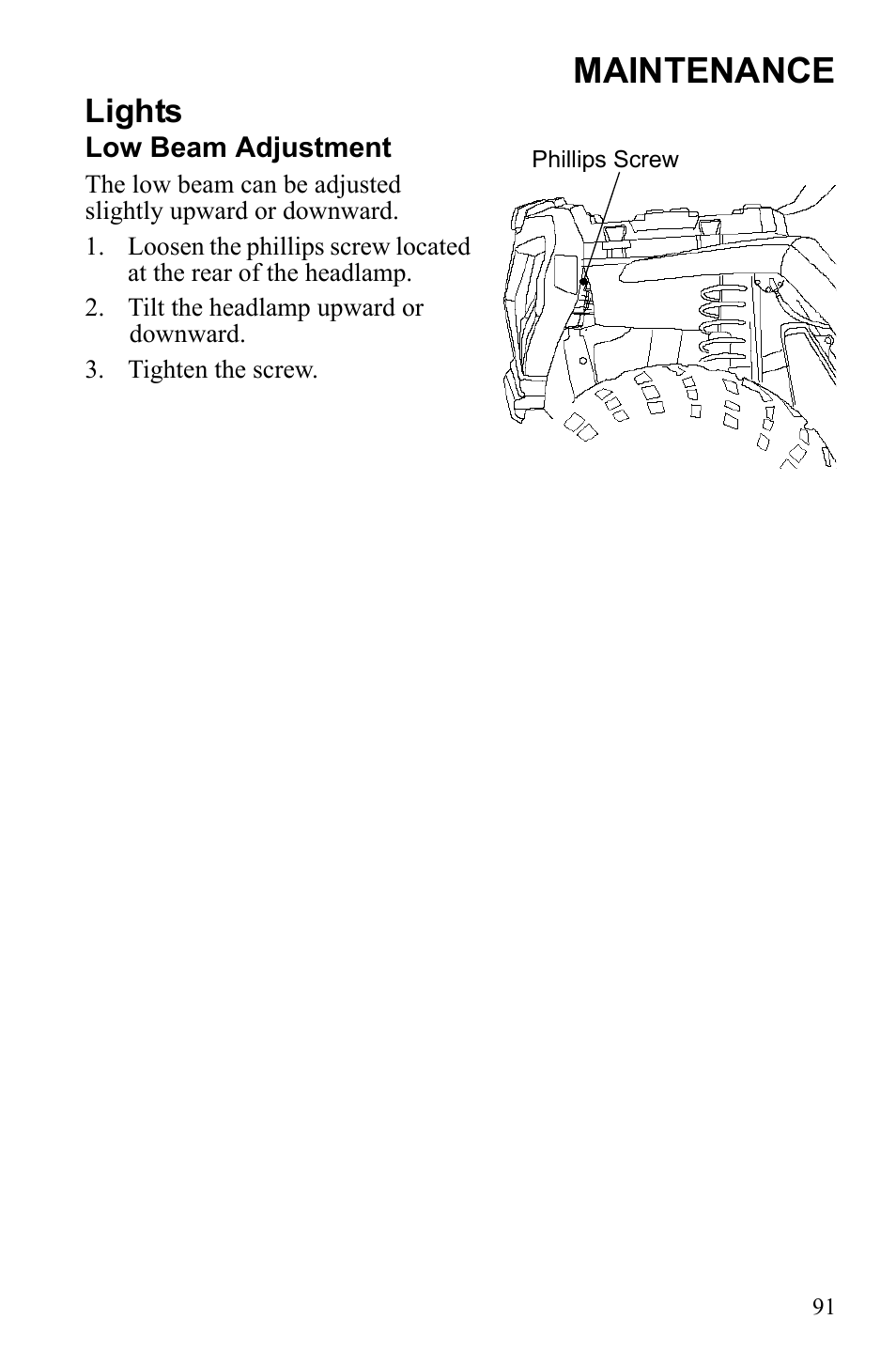 Maintenance, Lights | Polaris Sportsman 9922249 User Manual | Page 95 / 138