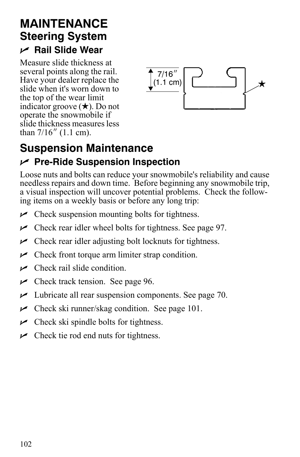 Maintenance, Steering system, Suspension maintenance | Polaris 2008 User Manual | Page 105 / 129