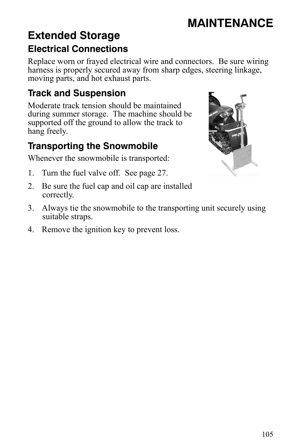 Maintenance, Extended storage | Polaris 2008 User Manual | Page 108 / 129