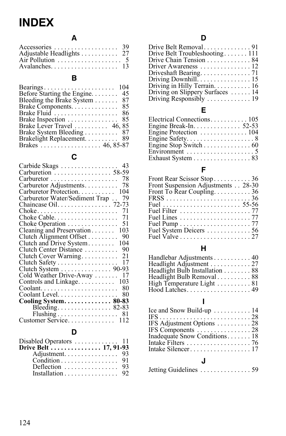 Index | Polaris 2008 User Manual | Page 127 / 129