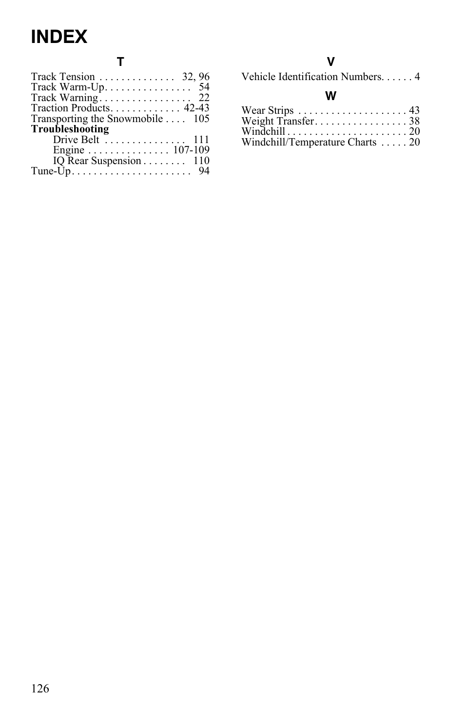 Index | Polaris 2008 User Manual | Page 129 / 129