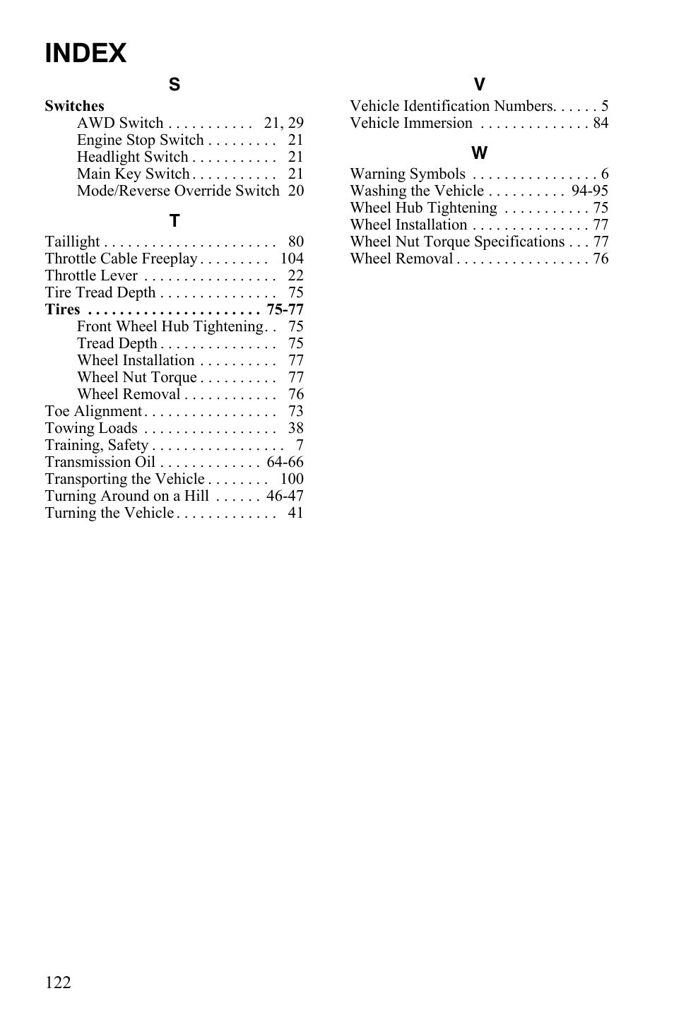 Index | Polaris Hawkeye 9921770 User Manual | Page 124 / 124