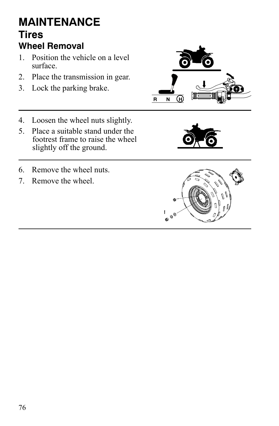 Maintenance, Tires | Polaris Hawkeye 9921770 User Manual | Page 78 / 124